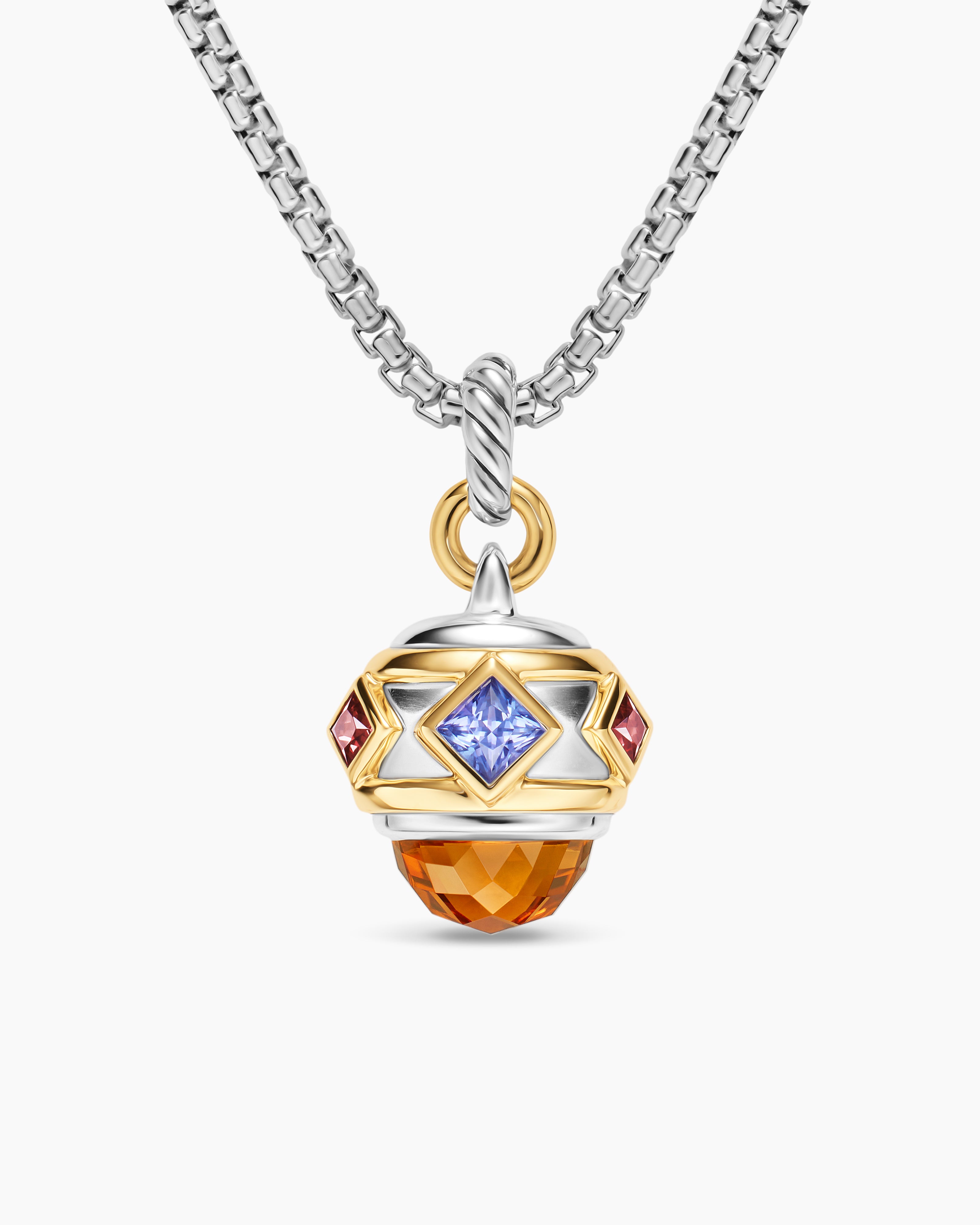 Womens Renaissance&reg; Amulet in Sterling Silver with 14ct Yellow Gold, Madeira Citrine, Tanzanite and Rhodolite Garnet, 19.8mm