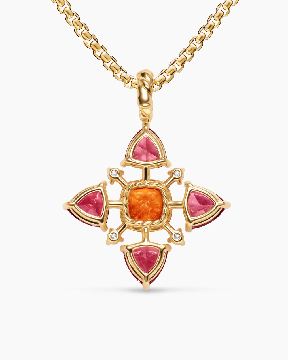 Womens Renaissance® Quad Pendant in 18K Yellow Gold with Madeira Citrine, Pink Tourmaline and Diamonds, 36mm