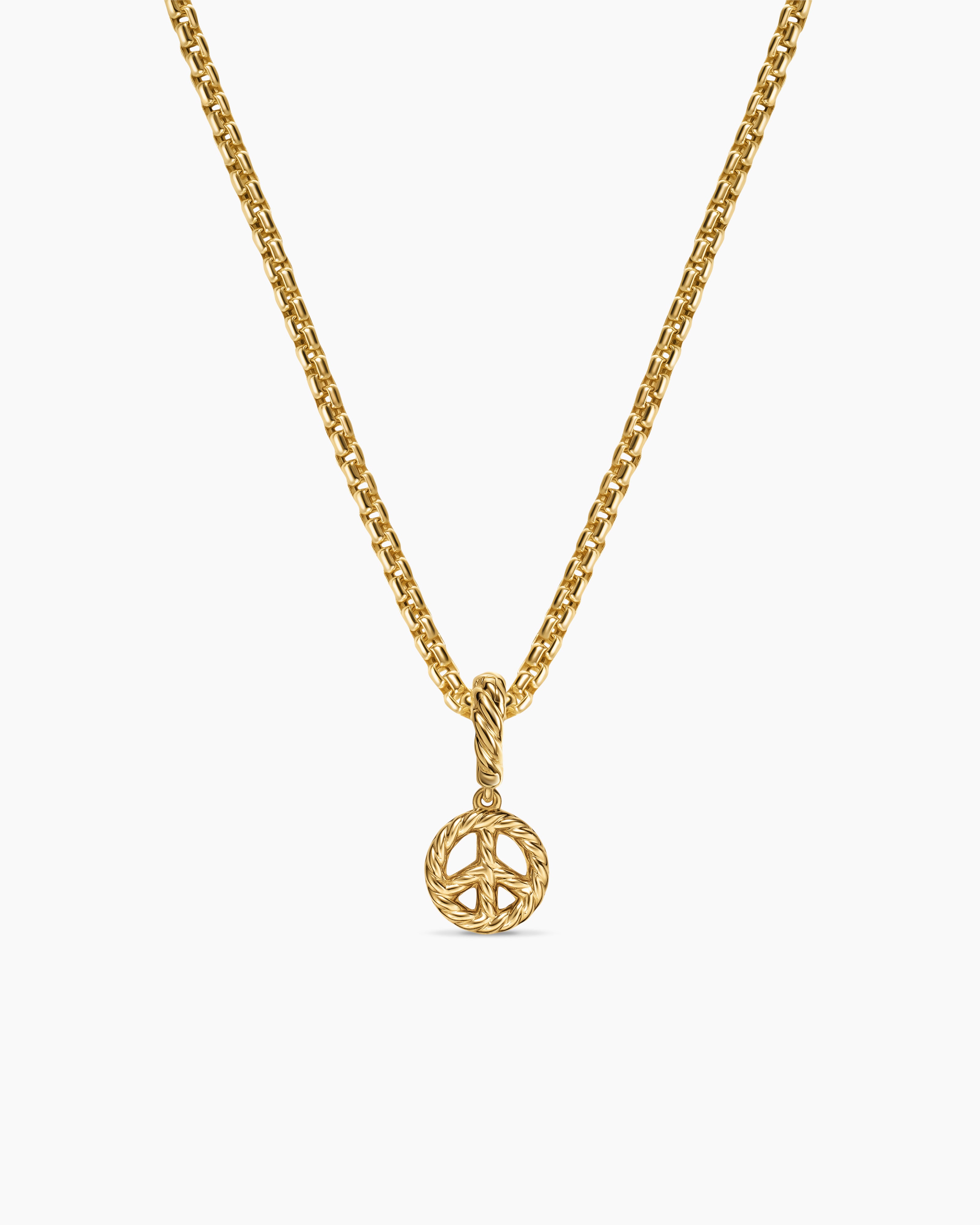 Micro Pavé Peace Sign Amulet in 18K Yellow Gold with Diamonds, 7.6