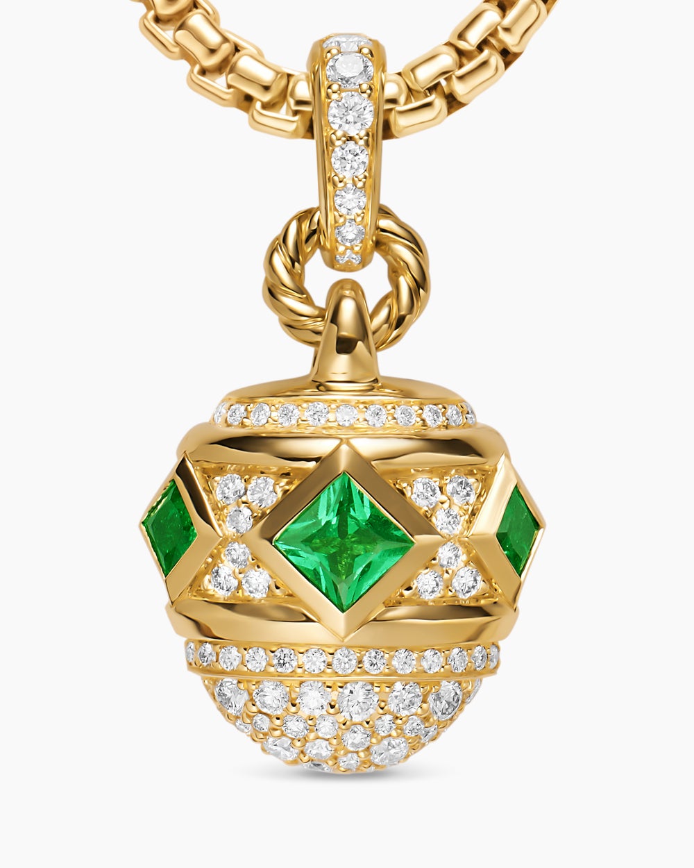 Womens Renaissance® Pavé Amulet in 18K Yellow Gold with Emeralds and Diamonds, 17mm