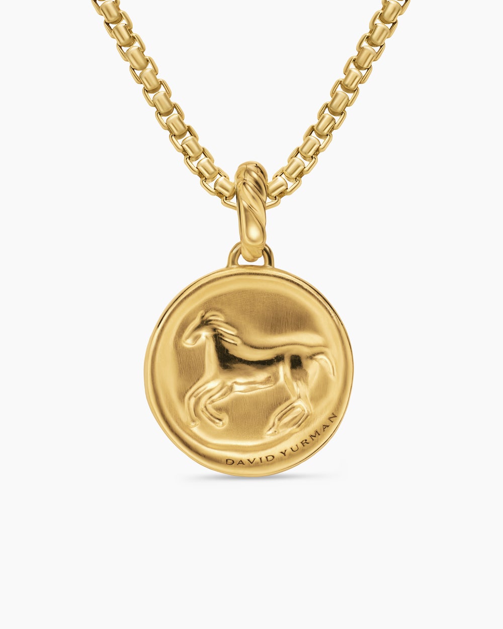 Womens Lunar New Year Horse Amulet in 18K Yellow Gold with Diamonds, 19mm