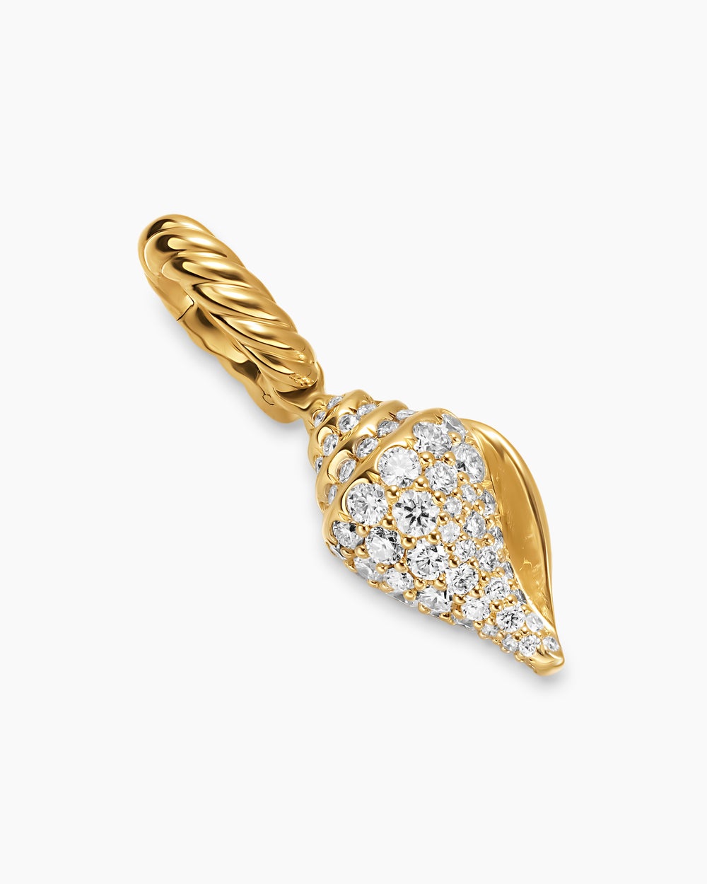 Womens Pavé Shell Amulet in 18K Yellow Gold with Diamonds, 12.8mm
