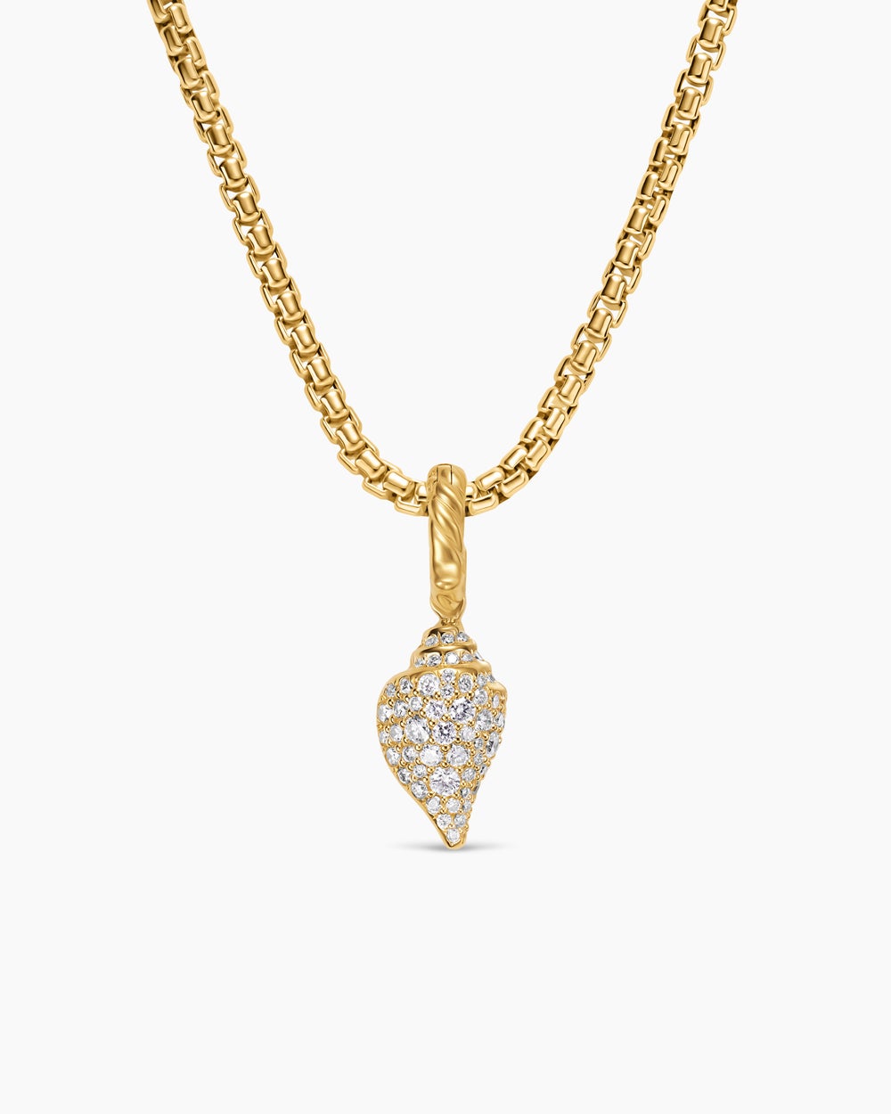 Womens Pavé Shell Amulet in 18K Yellow Gold with Diamonds, 12.8mm