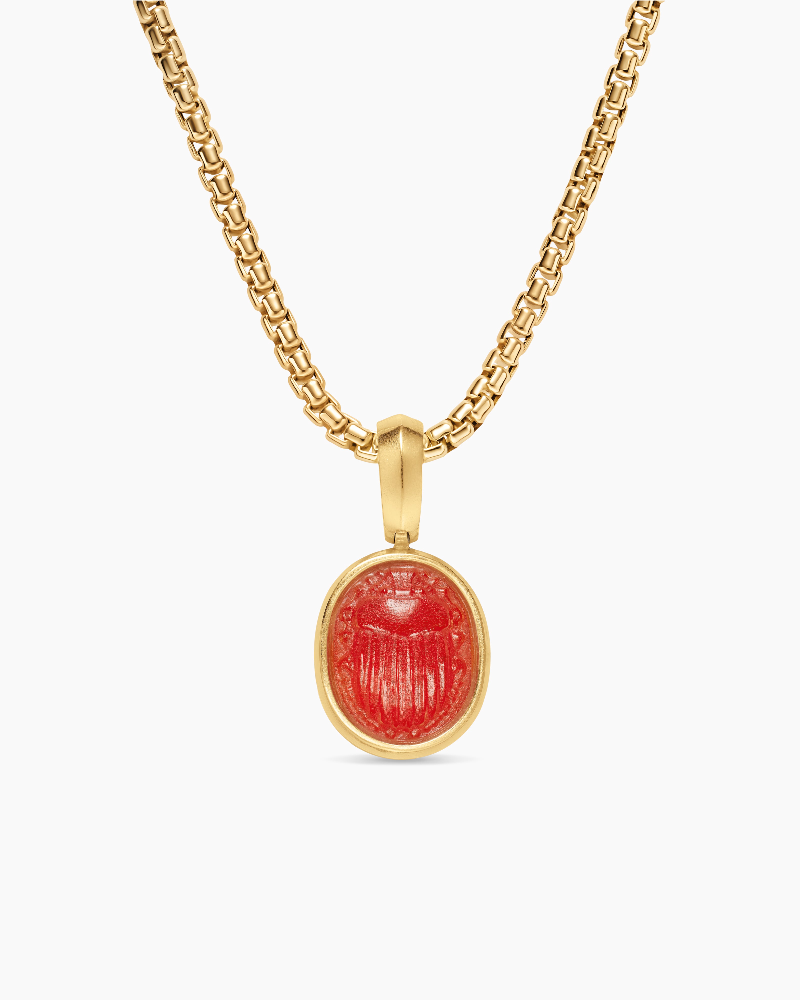 Womens Petrvs&reg; Petite Scarab Amulet in 18K Yellow Gold with Carnelian, 12.1mm