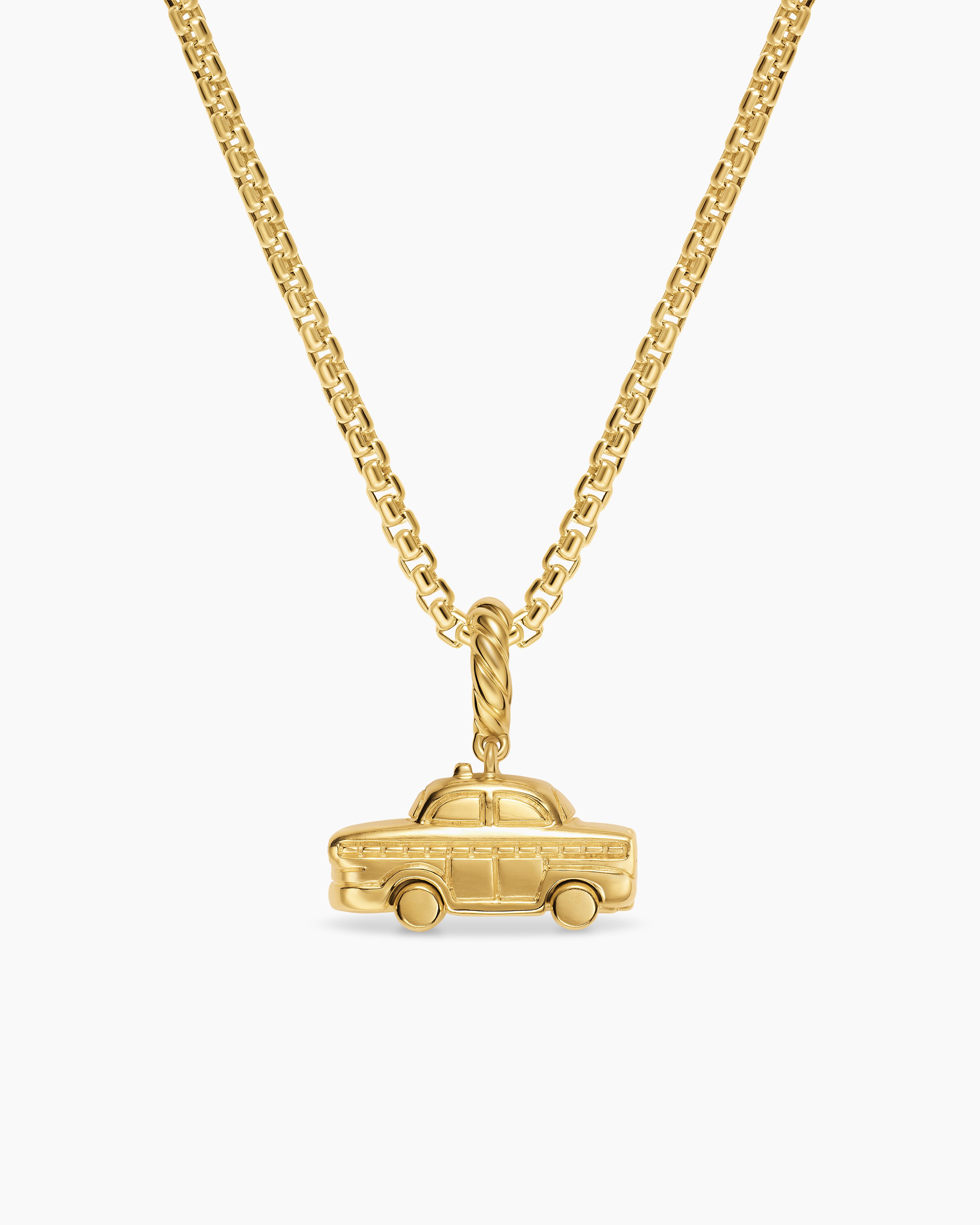 Womens Petite Taxi Amulet in 18K Yellow Gold with Diamonds, 7.5mm