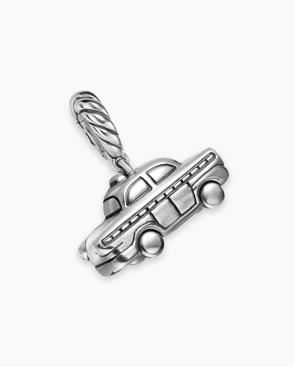 Womens Petite Taxi Amulet in Sterling Silver with Diamonds, 7.5mm