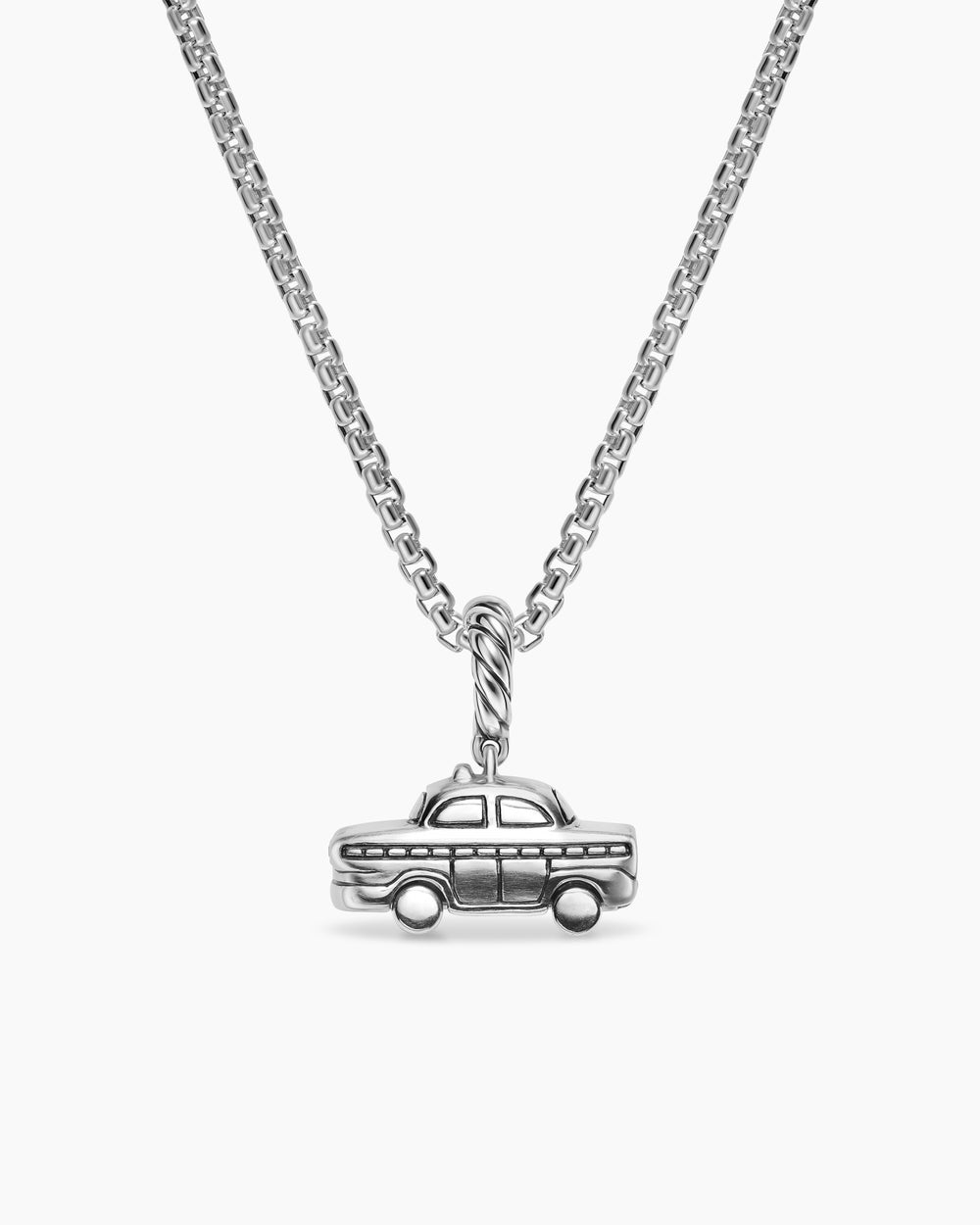 Womens Petite Taxi Amulet in Sterling Silver with Diamonds, 7.5mm