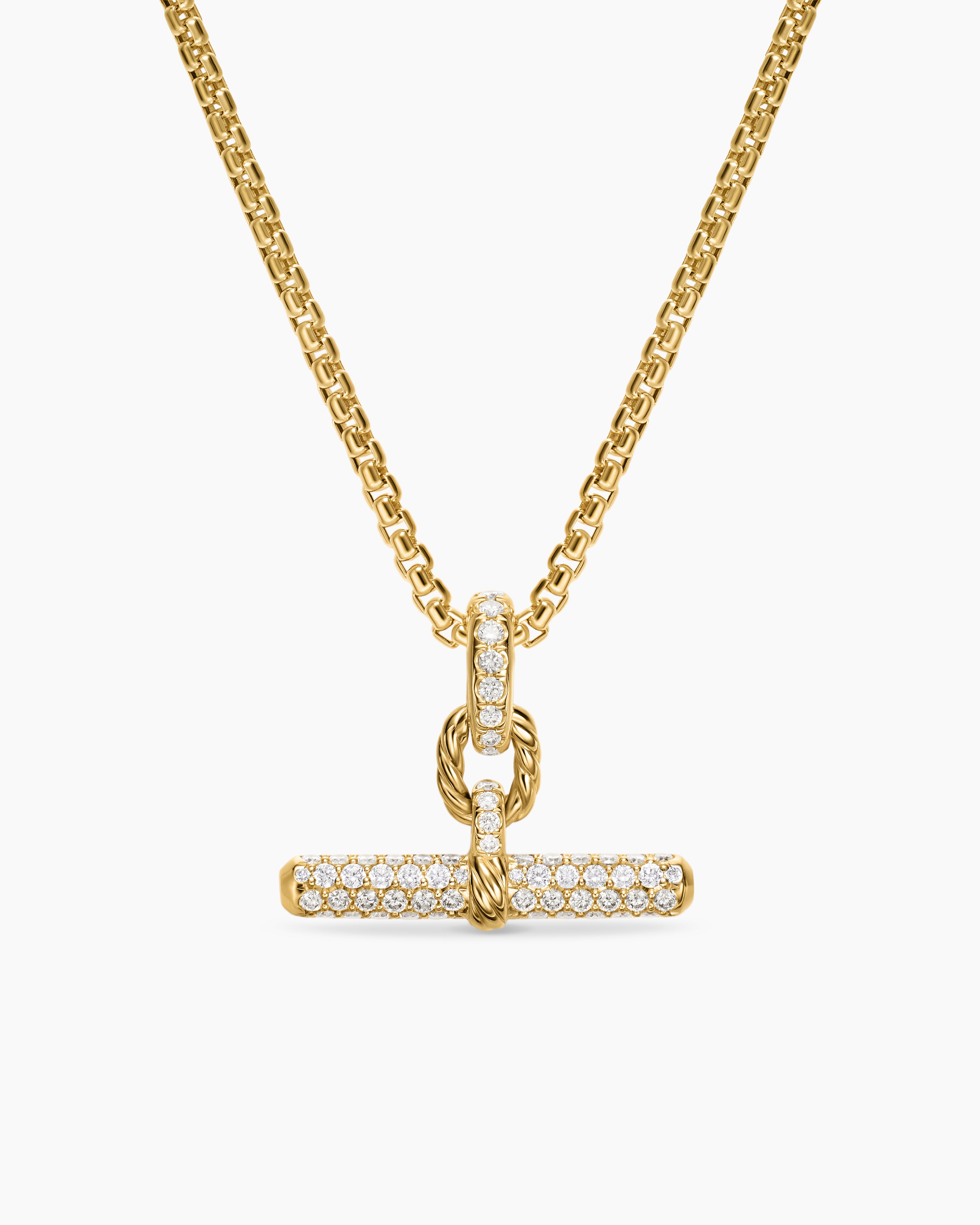Womens DY Madison&reg; Toggle Pendant in 18K Yellow Gold with Diamonds, 20.2mm