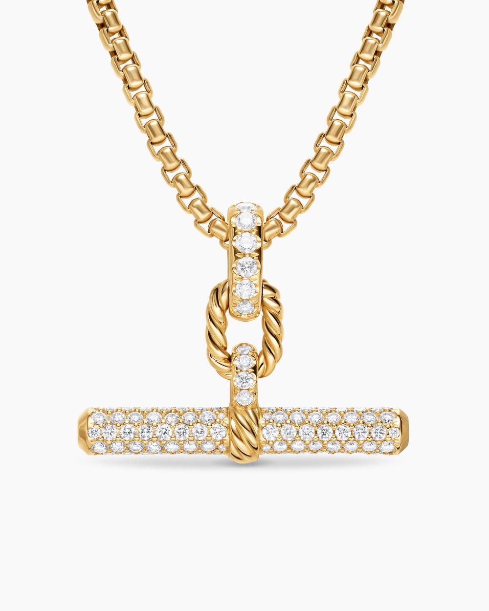 Womens DY Madison® Toggle Pendant in 18K Yellow Gold with Diamonds, 29mm