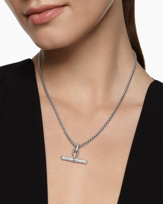 DY Madison® Toggle Pendant in Sterling Silver with Diamonds, 29mm