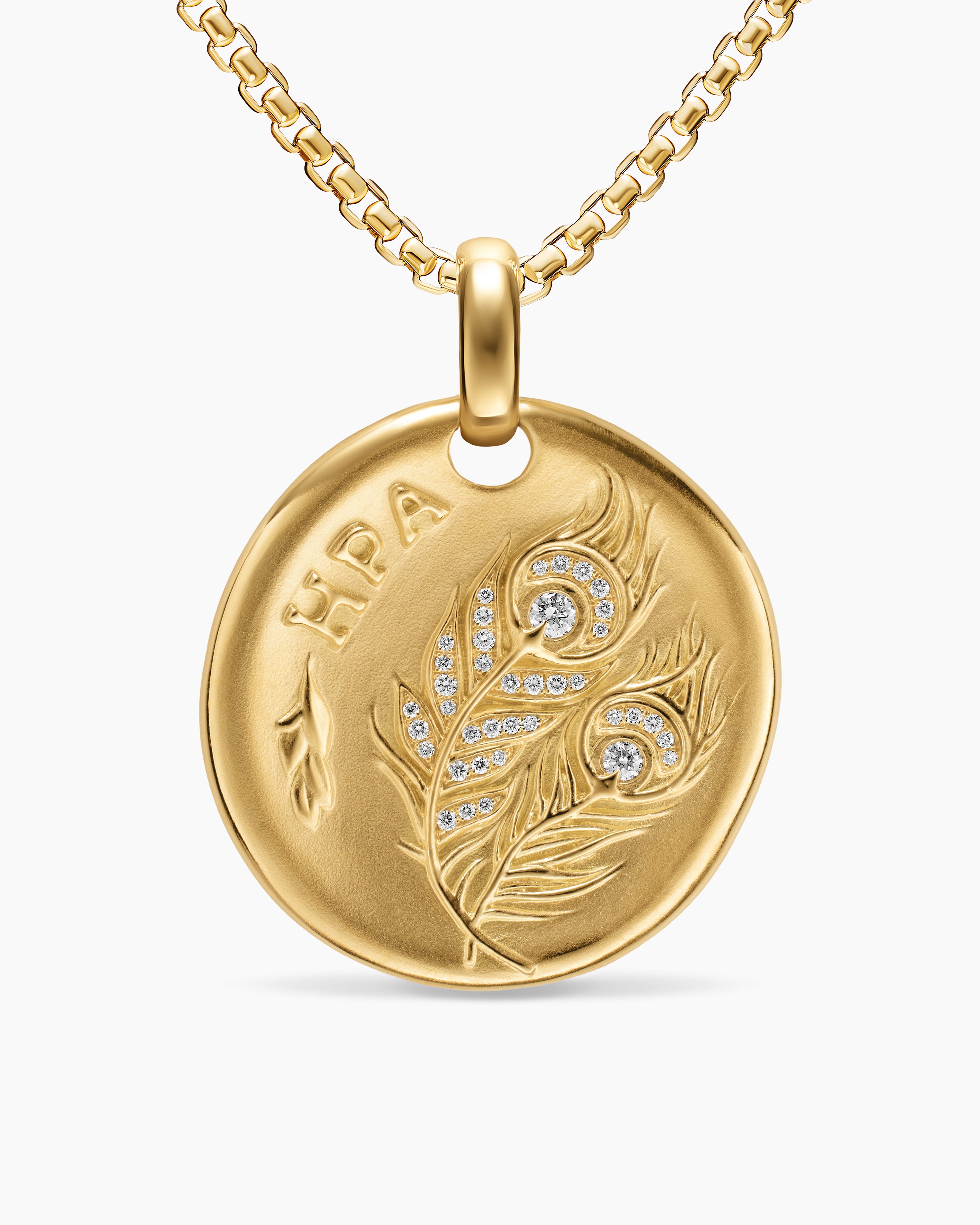 Womens Hera Medallion Amulet in 18K Yellow Gold with Diamonds, 28.3mm