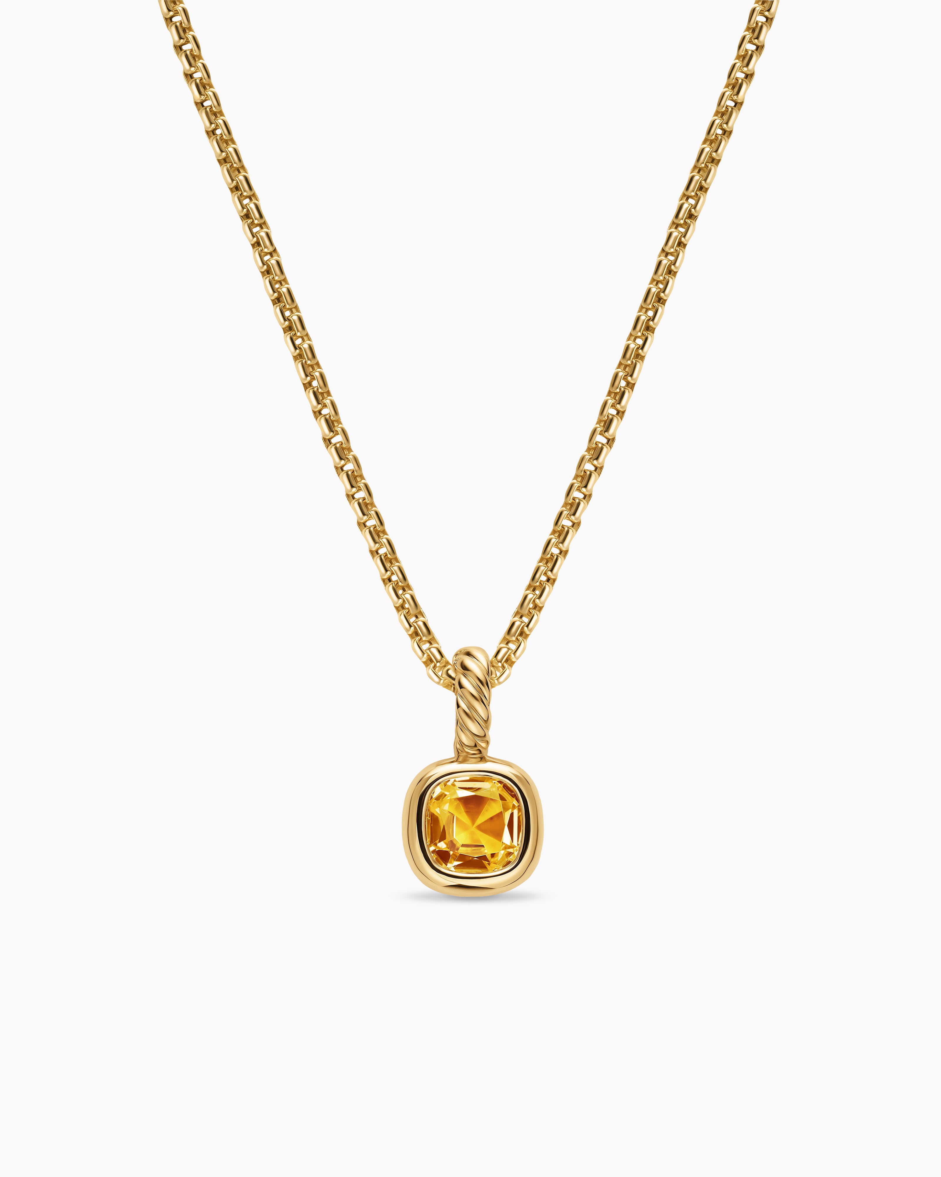Womens Mini Cushion Cut Amulet in 18K Yellow Gold with Citrine, 5.5mm