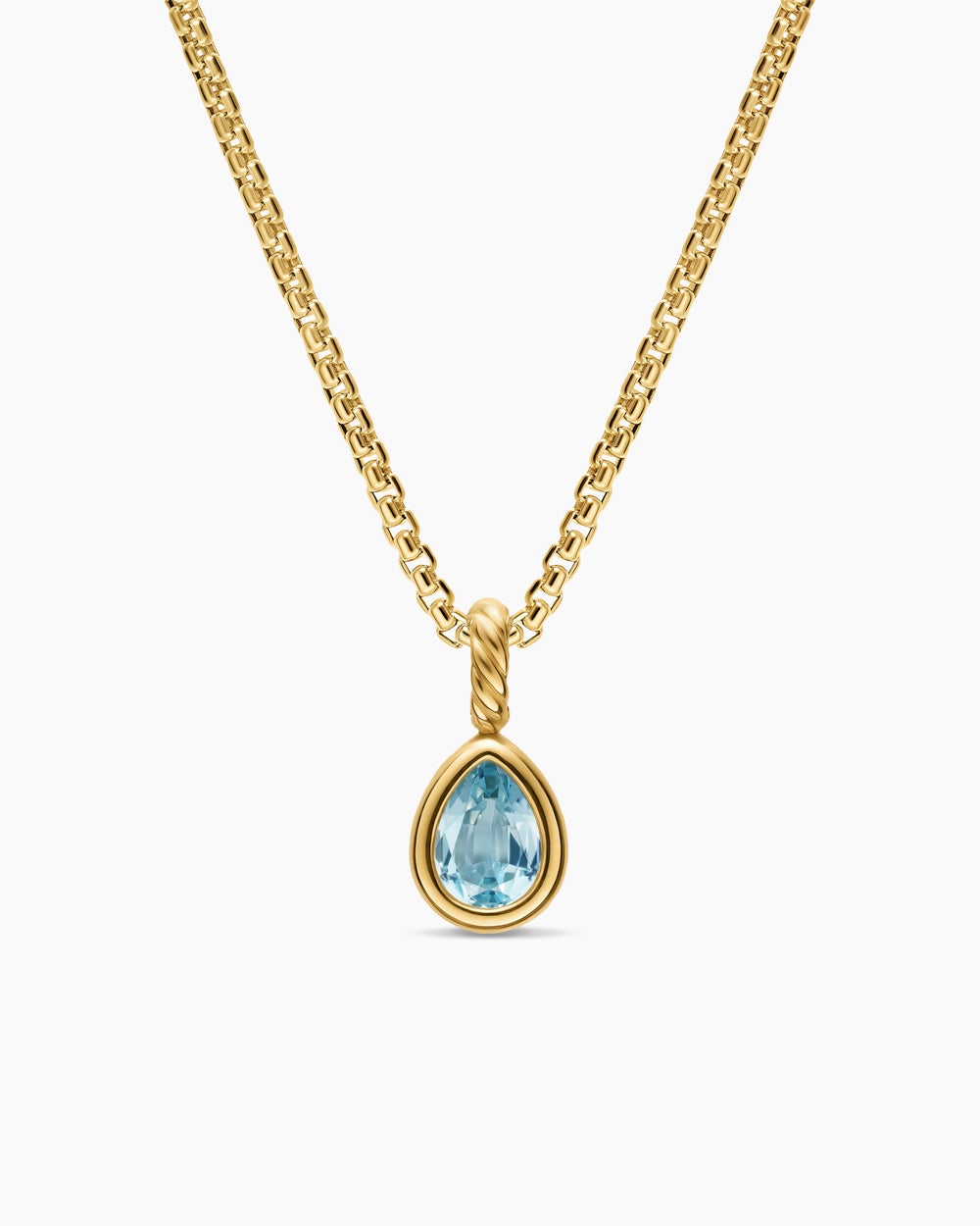 Womens Mini Pear Cut Amulet in 18K Yellow Gold with Sky Blue Topaz, 11mm