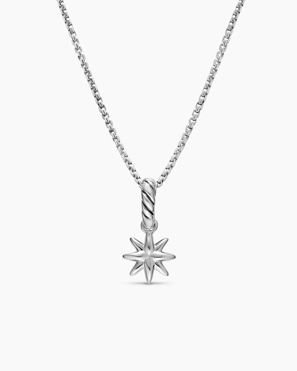 Womens Petite Starburst Amulet in Sterling Silver with Full Pavé Diamonds, 10mm