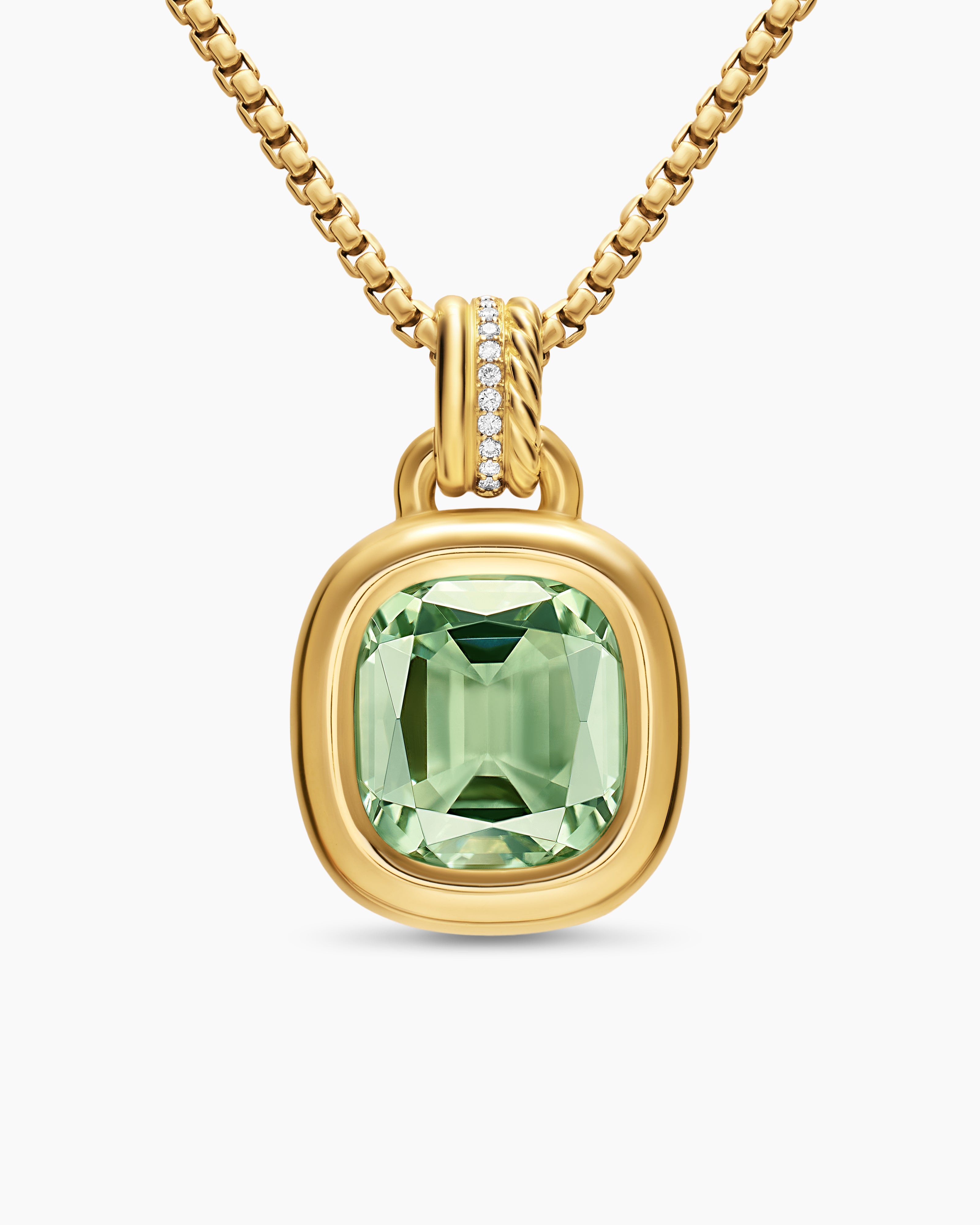 Womens DY Mercer&reg; Color Amulet in 18K Yellow Gold with Prasiolite and Diamonds, 13mm