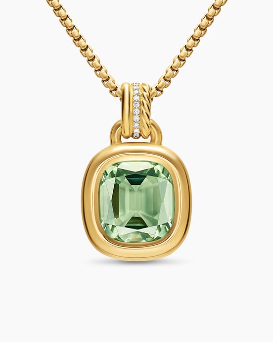 DY Mercer® Color Amulet in 18K Yellow Gold with Prasiolite and Diamonds, 13mm