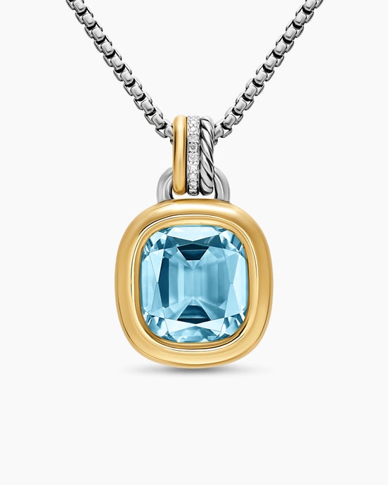DY Mercer® Color Amulet in Sterling Silver with 18K Yellow Gold, Sky Blue Topaz and Diamonds, 13mm