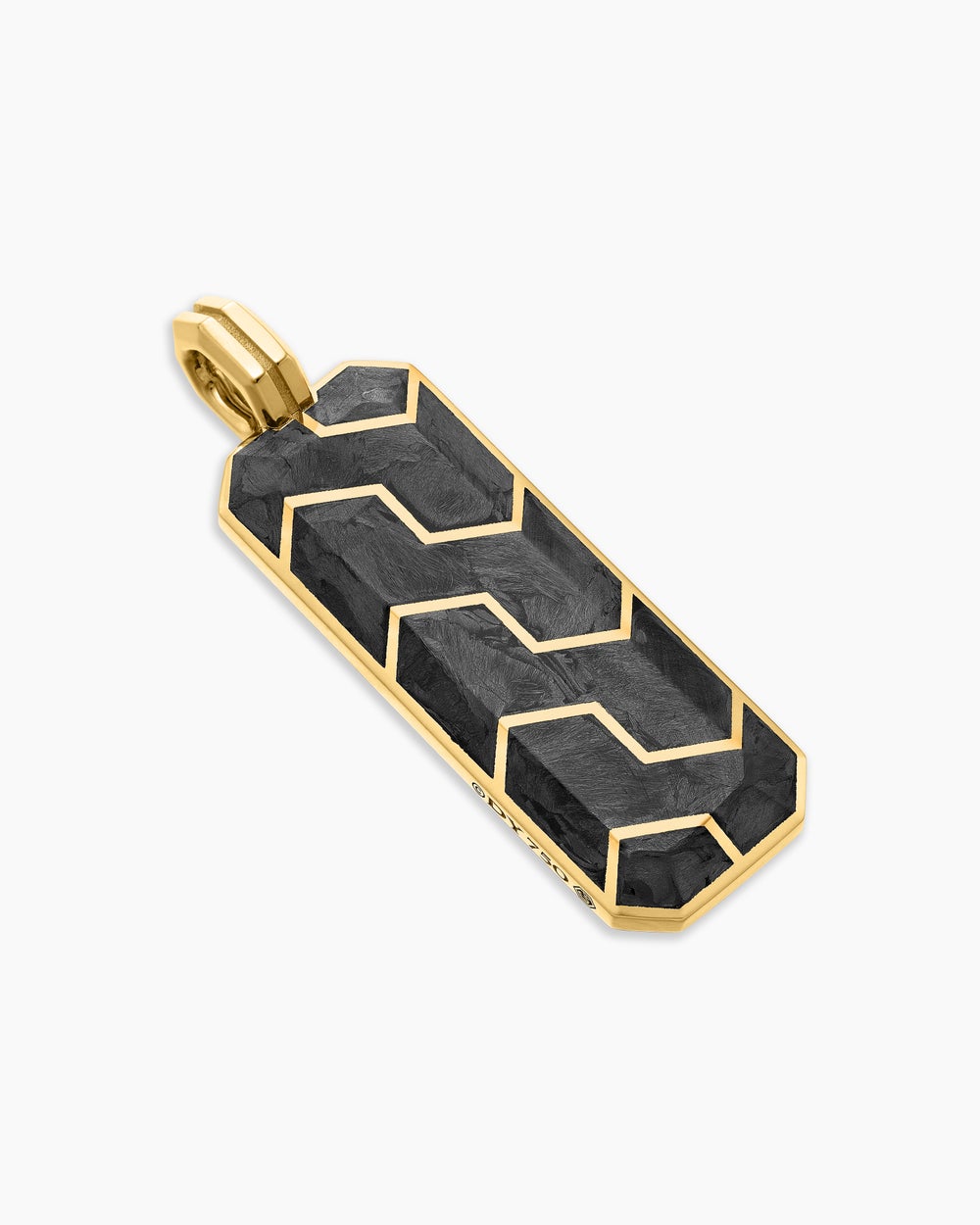 Mens Streamline® Ingot Amulet in 18K Yellow Gold with Forged Carbon, 43mm