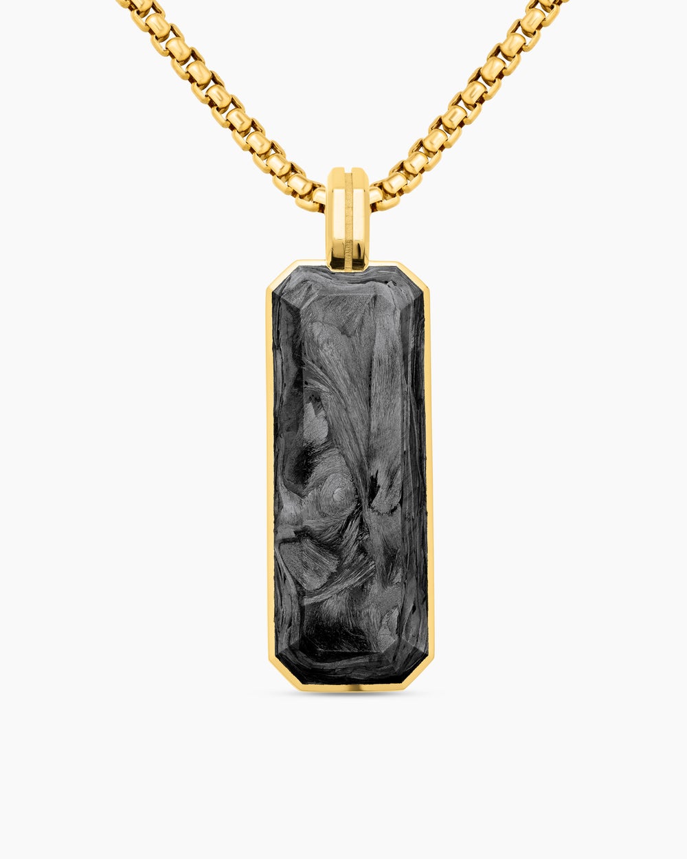 Mens Streamline® Ingot Amulet in 18K Yellow Gold with Forged Carbon, 43mm