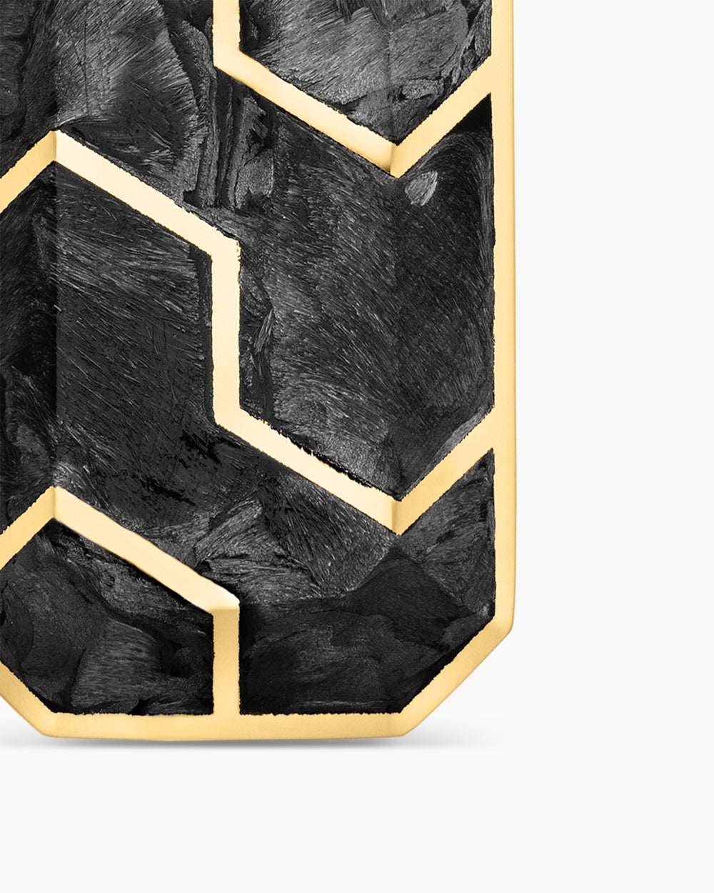 Mens Streamline® Ingot Amulet in 18K Yellow Gold with Forged Carbon, 43mm