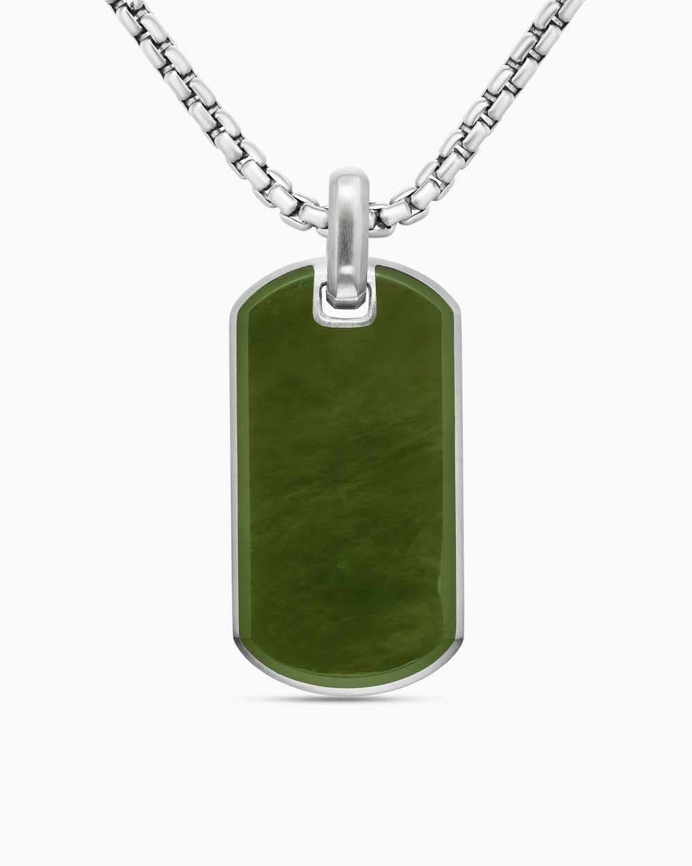 Médaille Chevron en argent massif avec jade néphrite, 35 mm homme