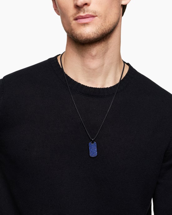 Chevron Tag in Black Titanium with Sapphires, 35mm