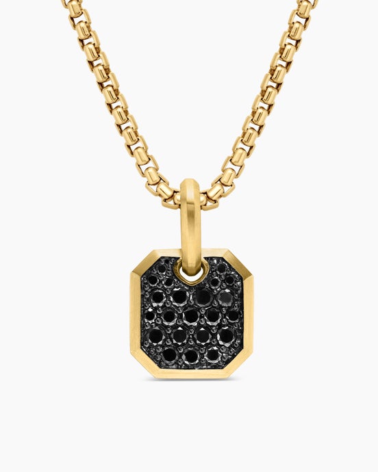 Amulette octogonale en or jaune 18 carats avec diamants noirs, 15 mm