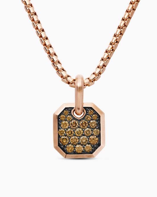 Octagonal Amulet in 18K Rose Gold with Cognac Diamonds, 15mm