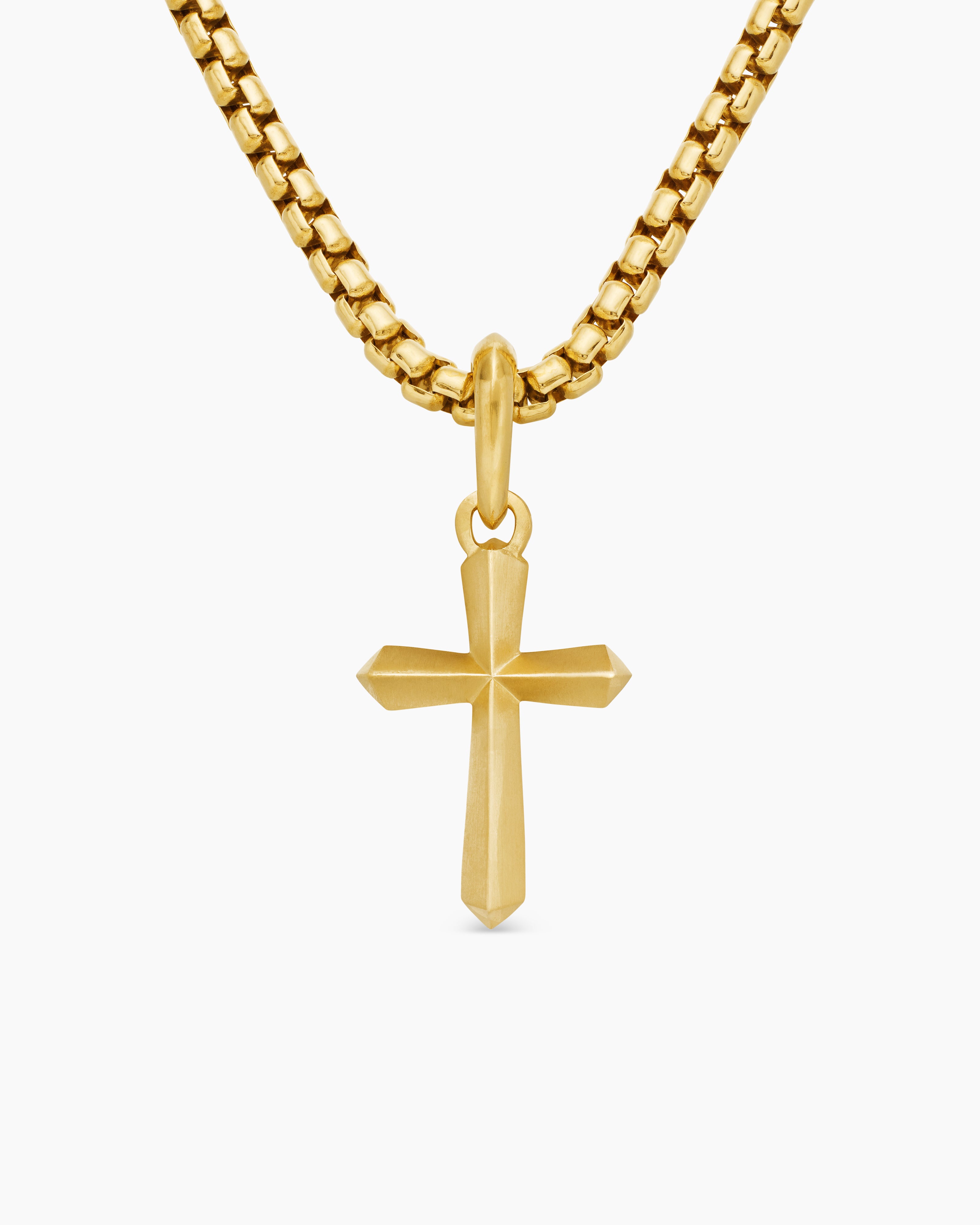 Mens Cross Amulet in 18K Yellow Gold, 19mm