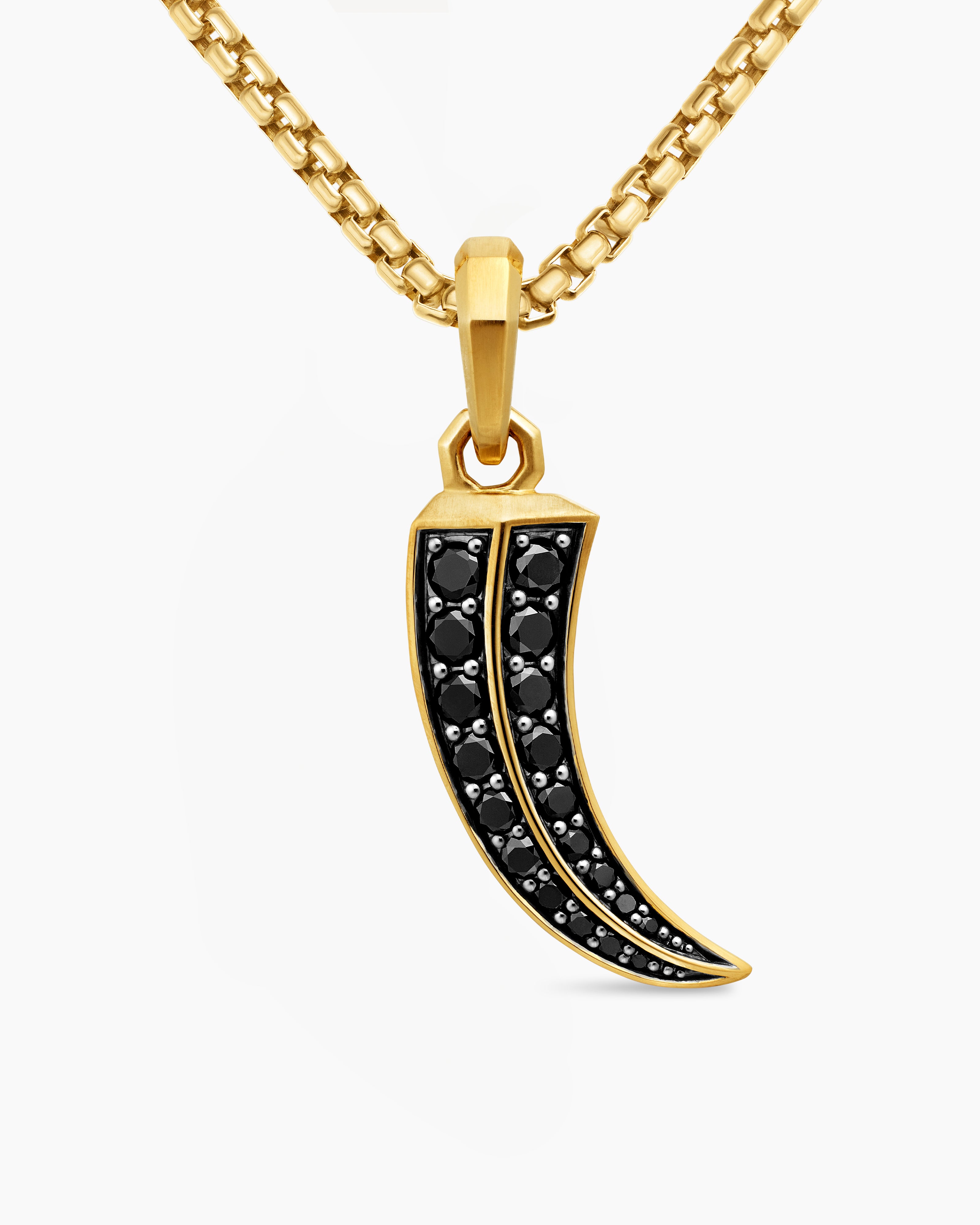 Mens Claw Amulet in 18K Yellow Gold with Black Diamonds, 25mm
