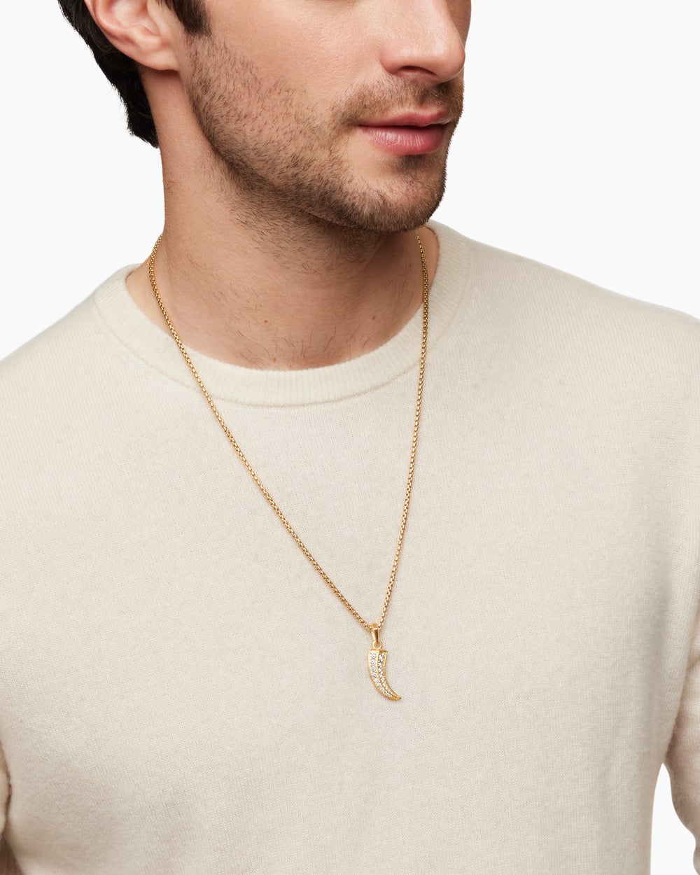 Mens Claw Amulet in 18K Yellow Gold with Diamonds, 25mm