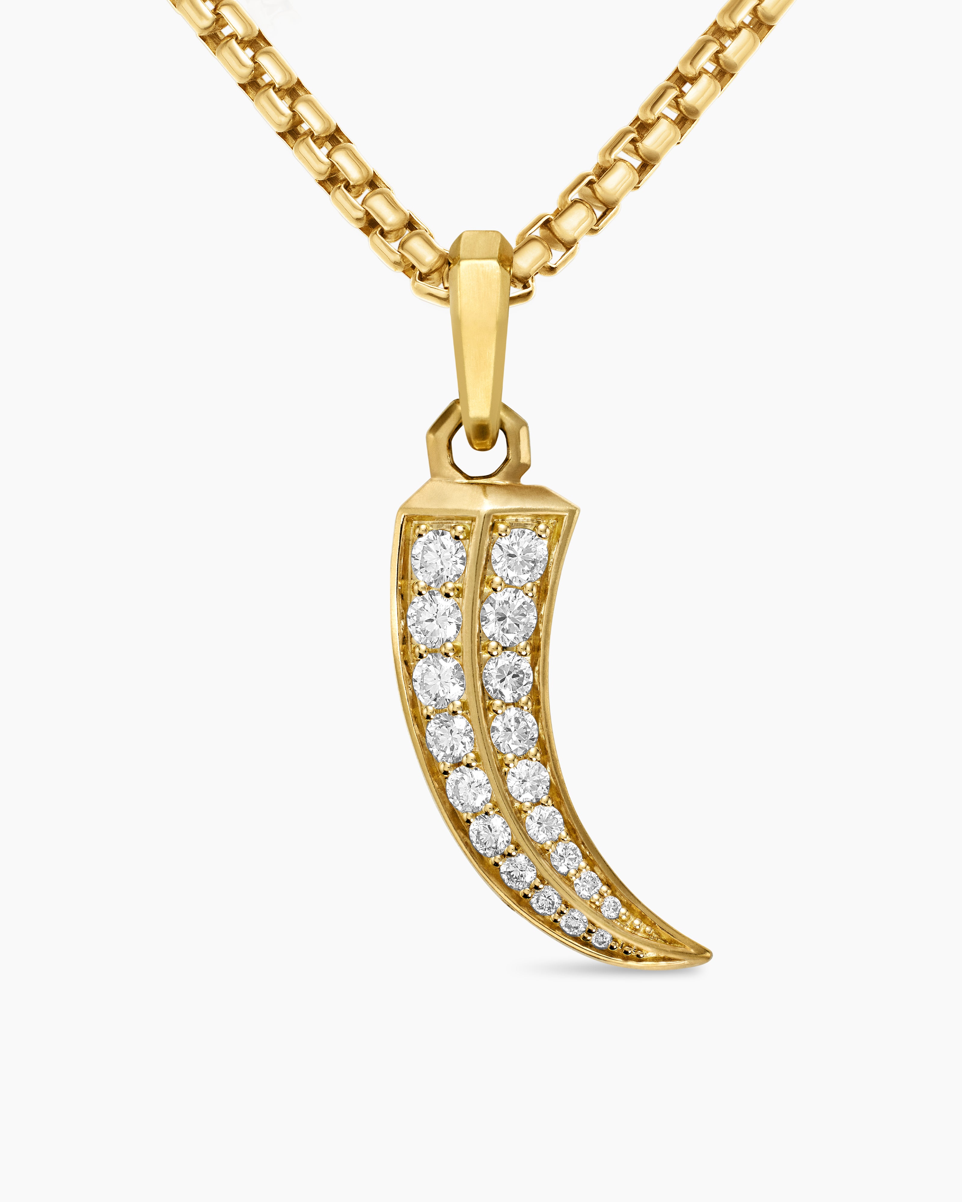 Mens Claw Amulet in 18K Yellow Gold with Diamonds, 25mm