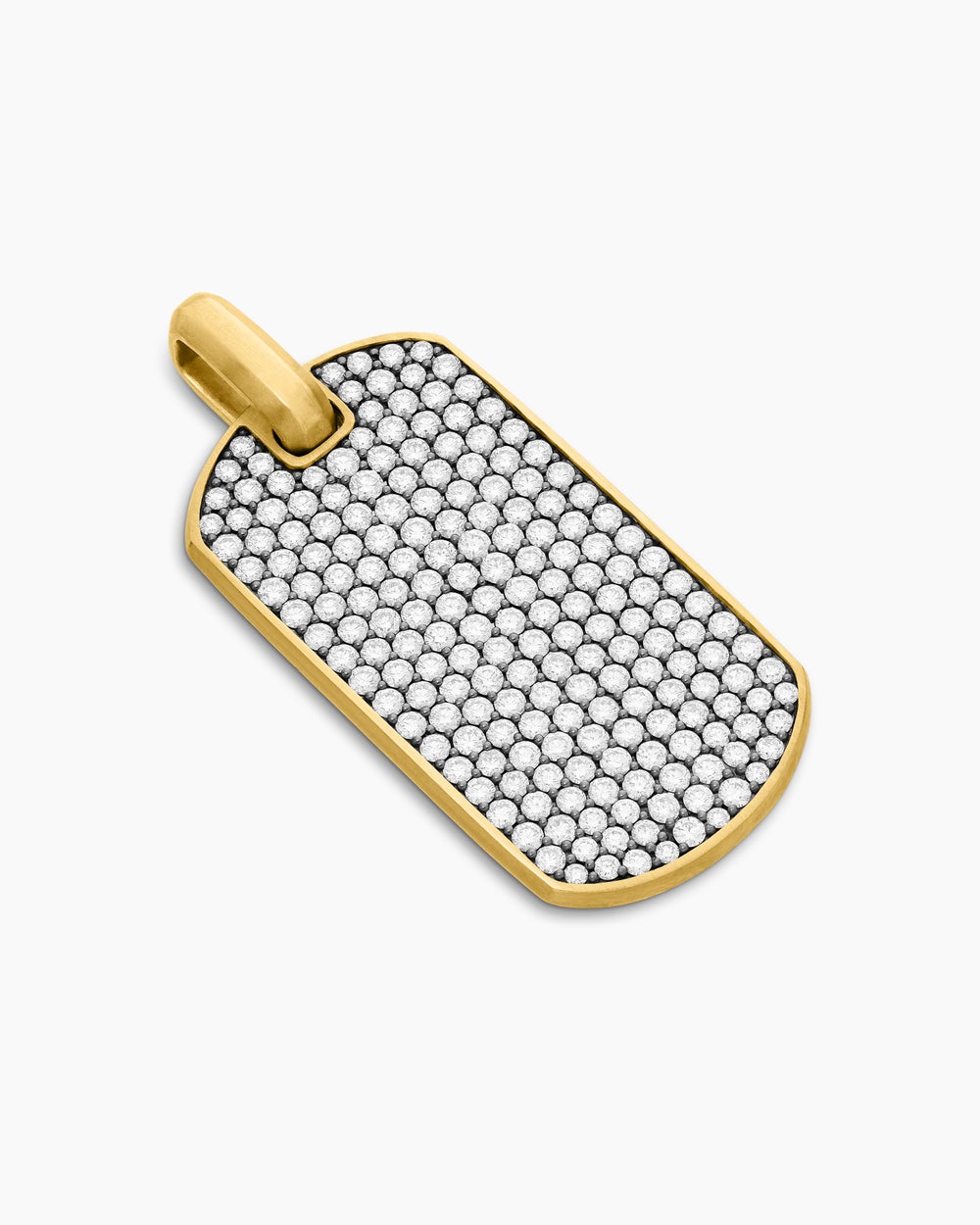 Mens Chevron Tag in 18K Yellow Gold with Diamonds, 42mm