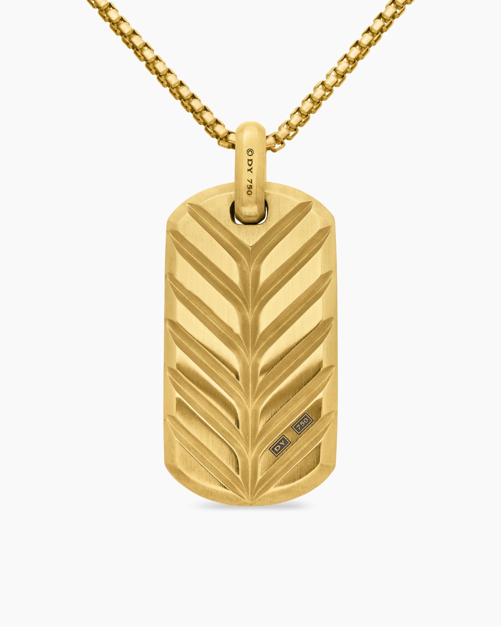 Mens Chevron Tag in 18K Yellow Gold with Diamonds, 42mm