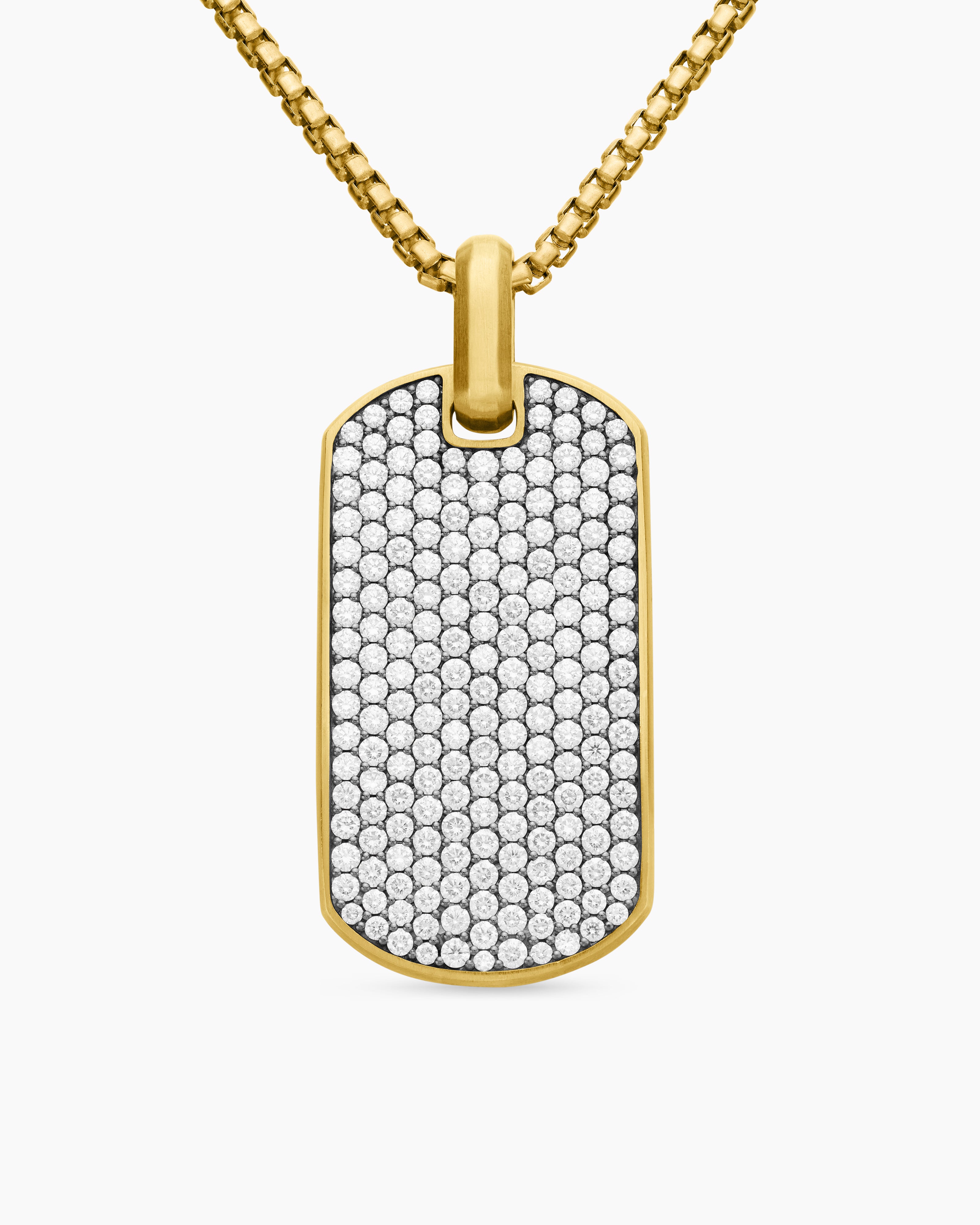 Mens Chevron Tag in 18K Yellow Gold with Diamonds, 42mm