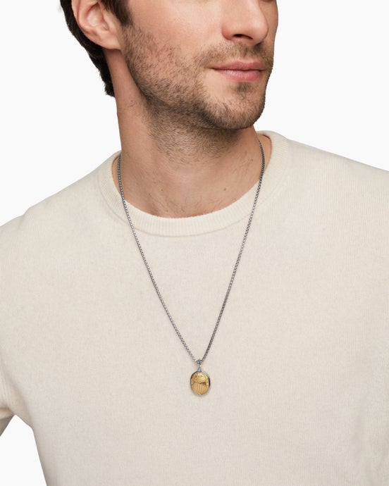 Petrvs® Scarab Amulet in Sterling Silver with 18K Yellow Gold, 24mm
