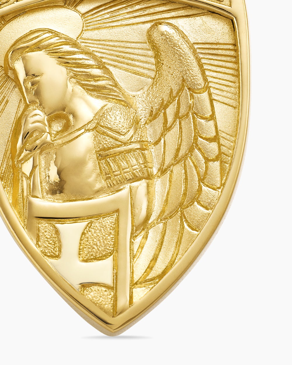 Mens St. Michael Amulet in 18K Yellow Gold, 26mm