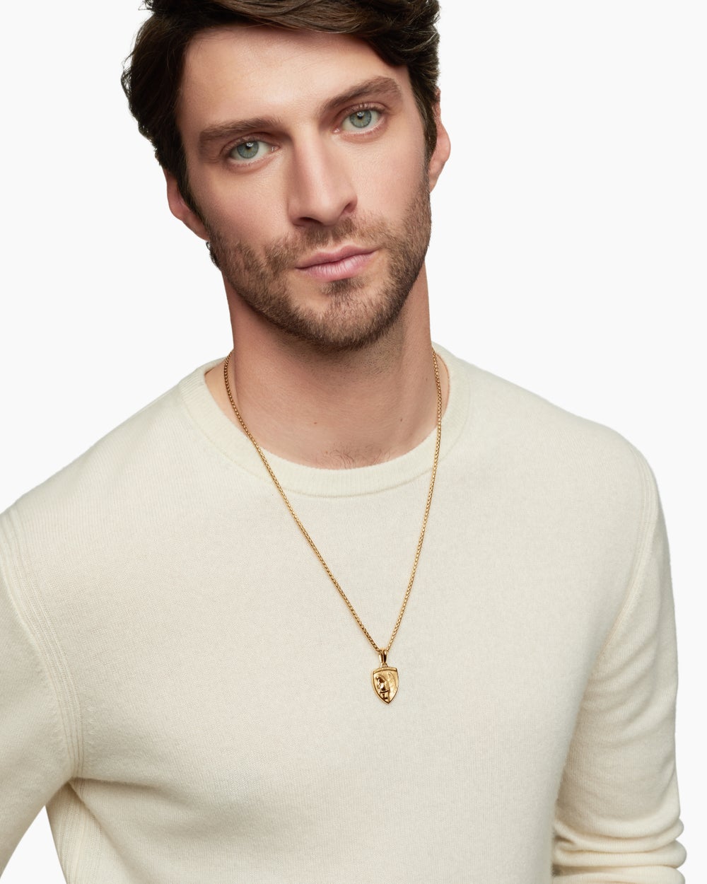 Mens St. Michael Amulet in 18K Yellow Gold, 26mm