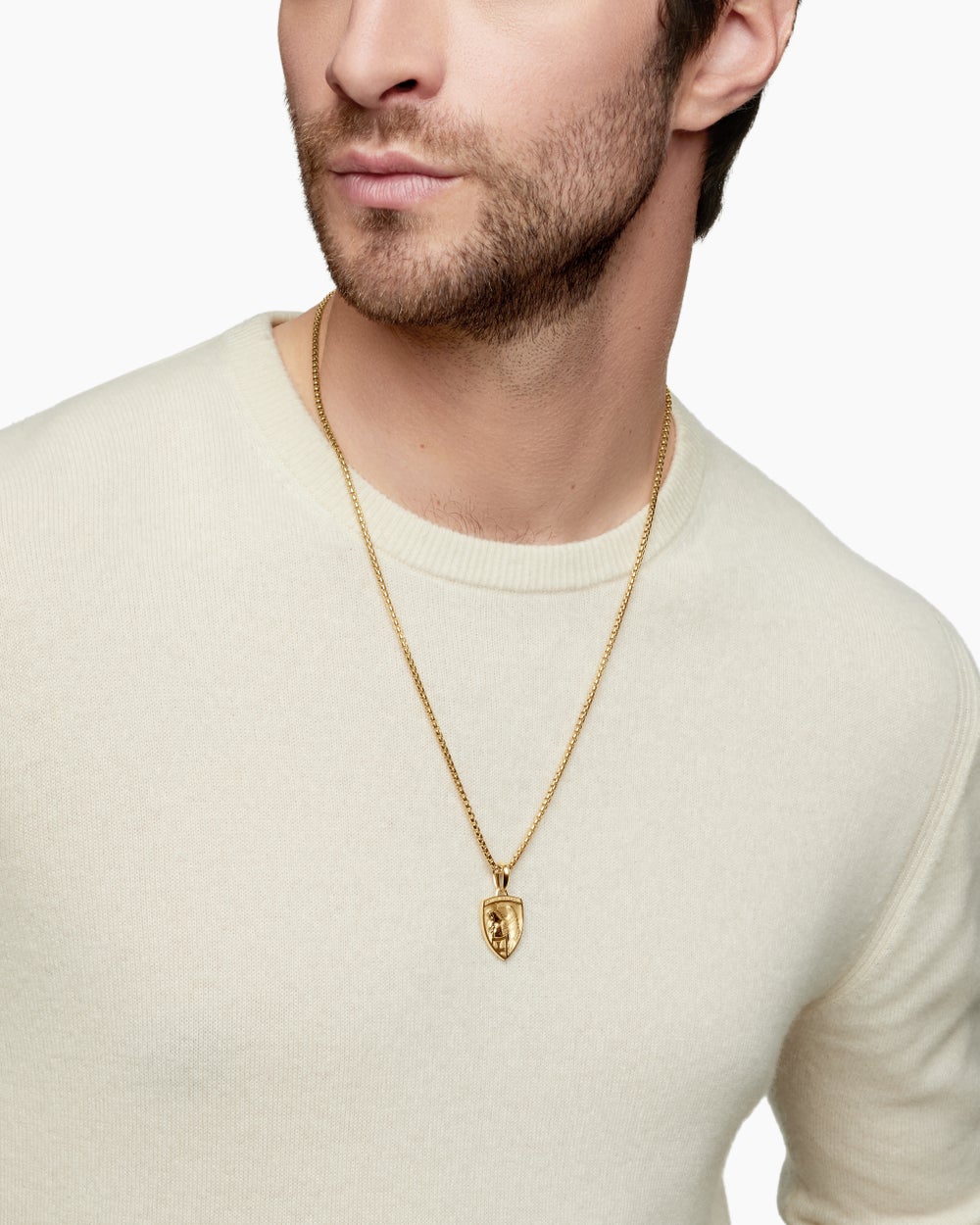 Mens St. Michael Amulet in 18K Yellow Gold, 26mm