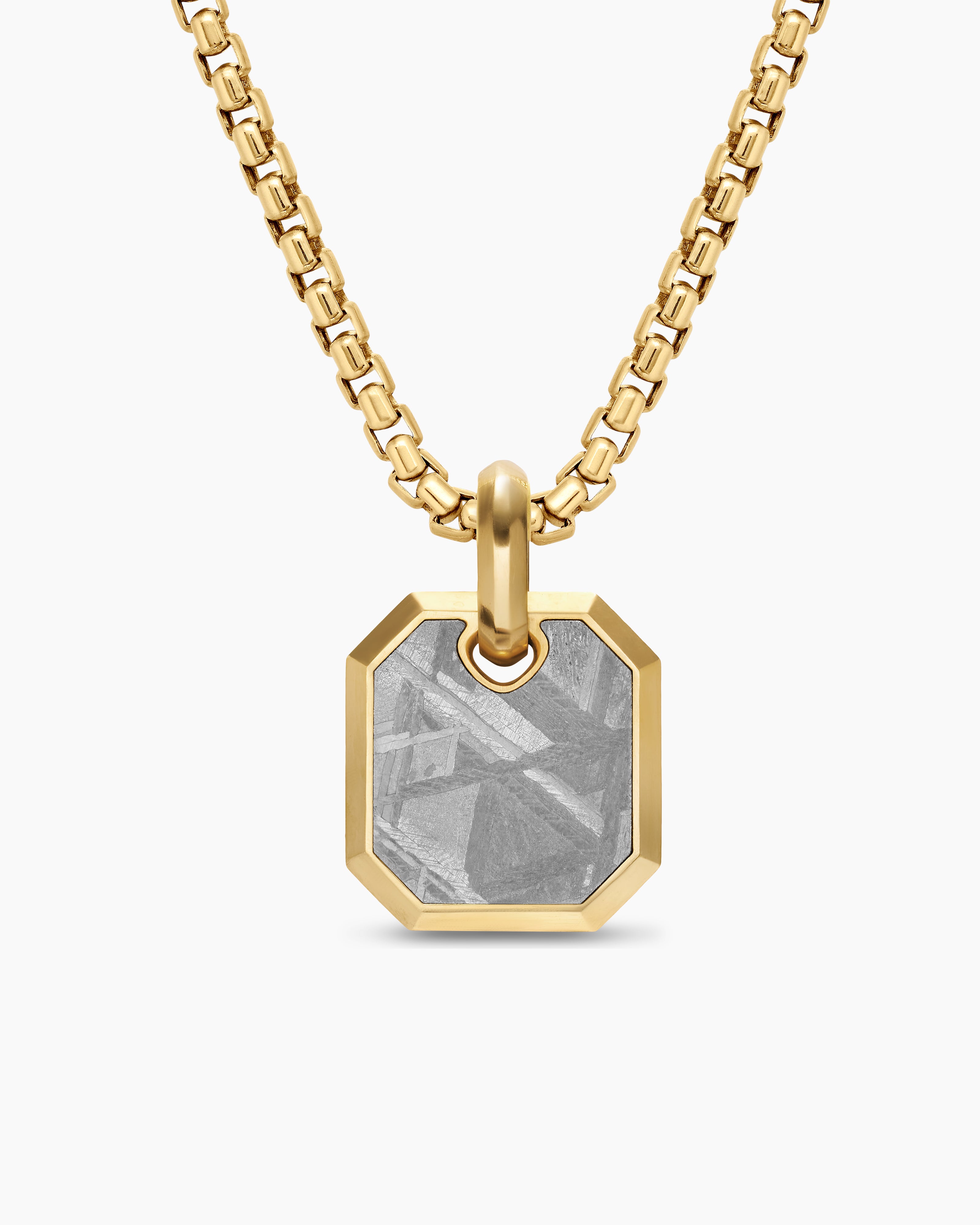 Amulette octogonale en or jaune 18 carats avec Meteorite, 15 mm homme 