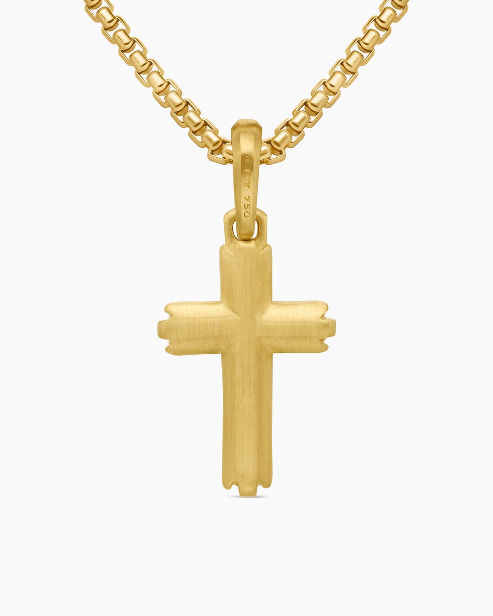 Mens Deco Cross Pendant in 18K Yellow Gold, 27mm