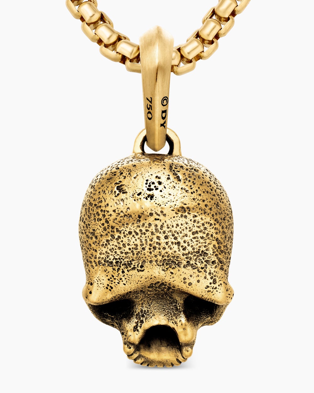 Amulette crâne Memento Mori en or jaune 18 carats avec pavé de diamants noirs, 18 mm hommes