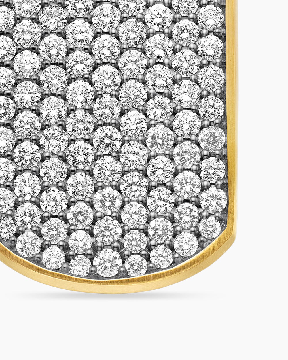 Mens Chevron Tag in 18K Yellow Gold with Diamonds, 27mm