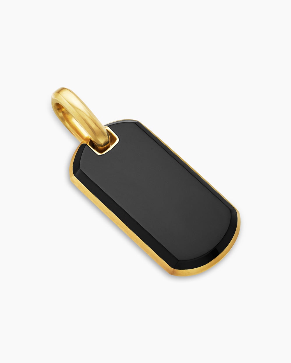 Mens Chevron Tag in 18K Yellow Gold with Black Onyx, 27mm
