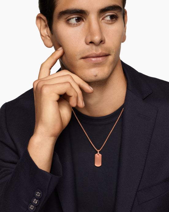 Chevron Tag in 18K Rose Gold, 27mm