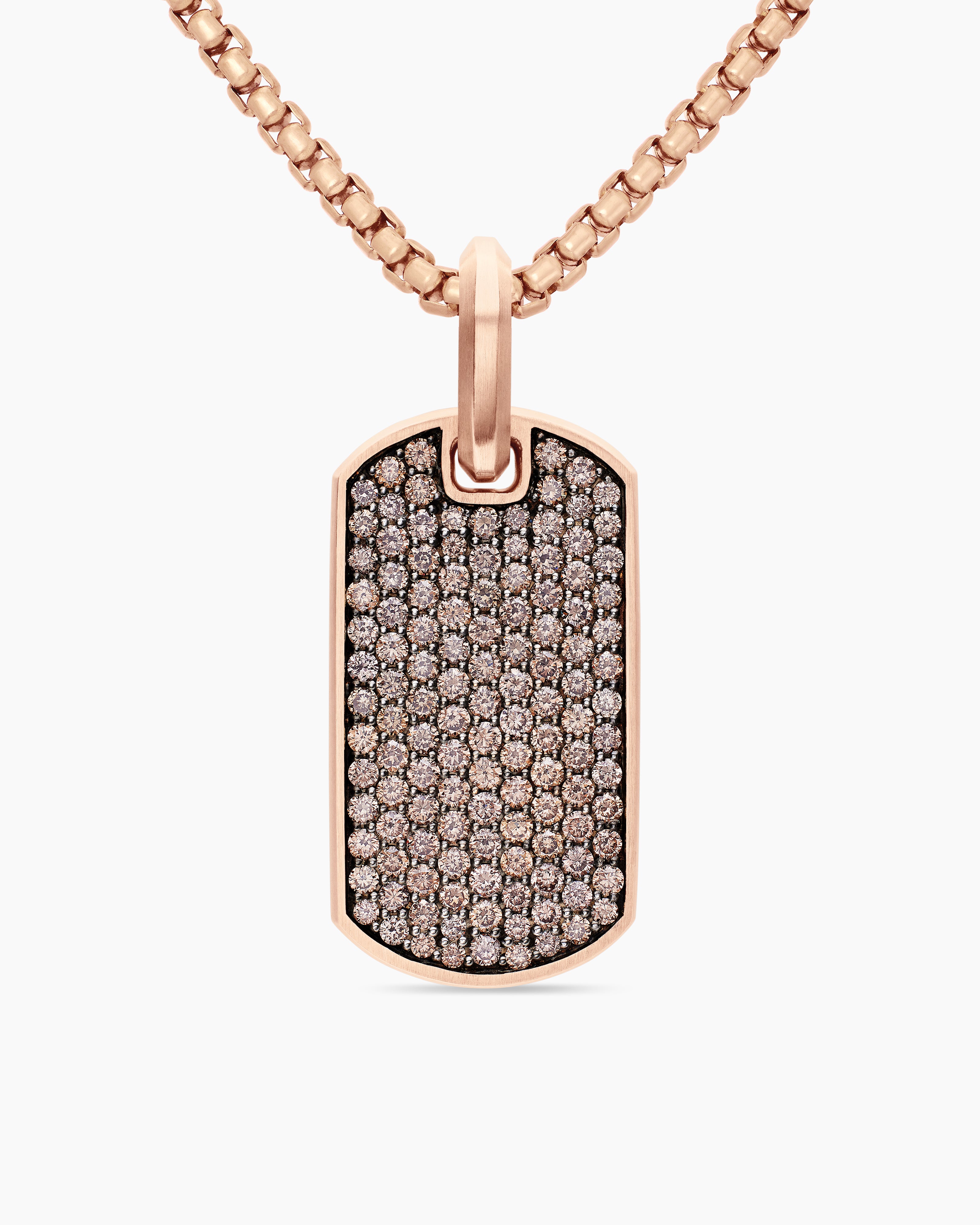 M&eacute;daille Chevron en or rose 18 carats avec diamants cognac, 27 mm