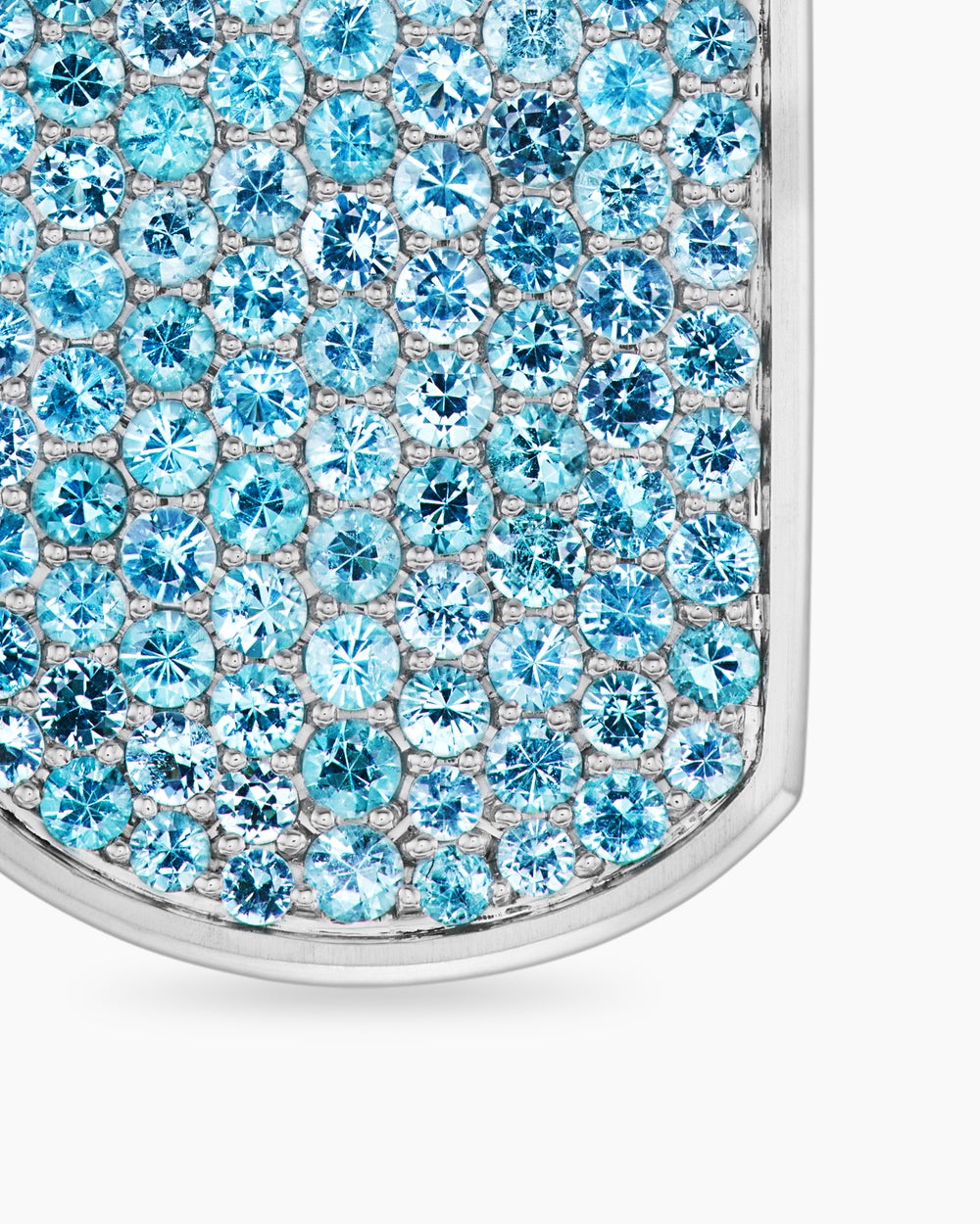 Mens Chevron Tag in 18K White Gold with Paraiba Tourmalines, 27mm