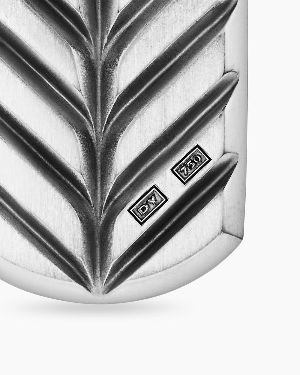 Mens Chevron Tag in 18K White Gold with Paraiba Tourmalines, 27mm