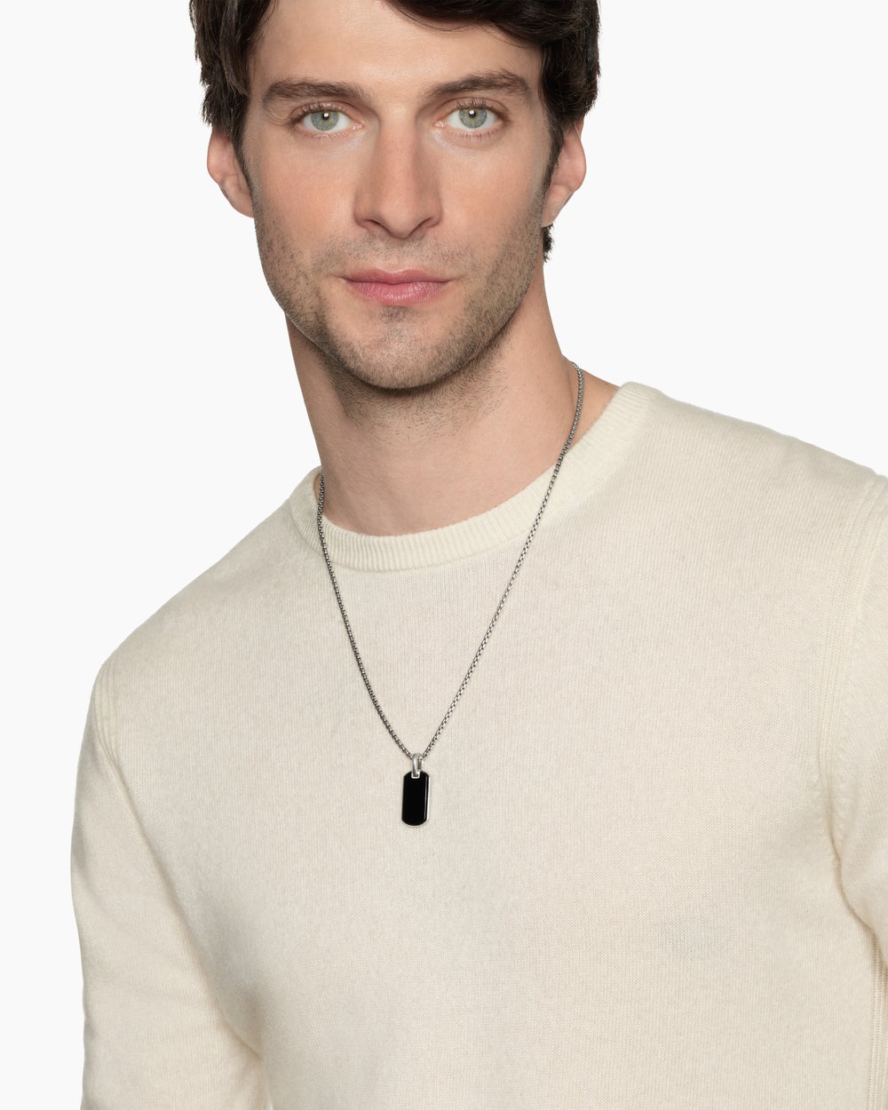 Médaille Chevron en argent sterling avec onyx noir, 27 mm hommes