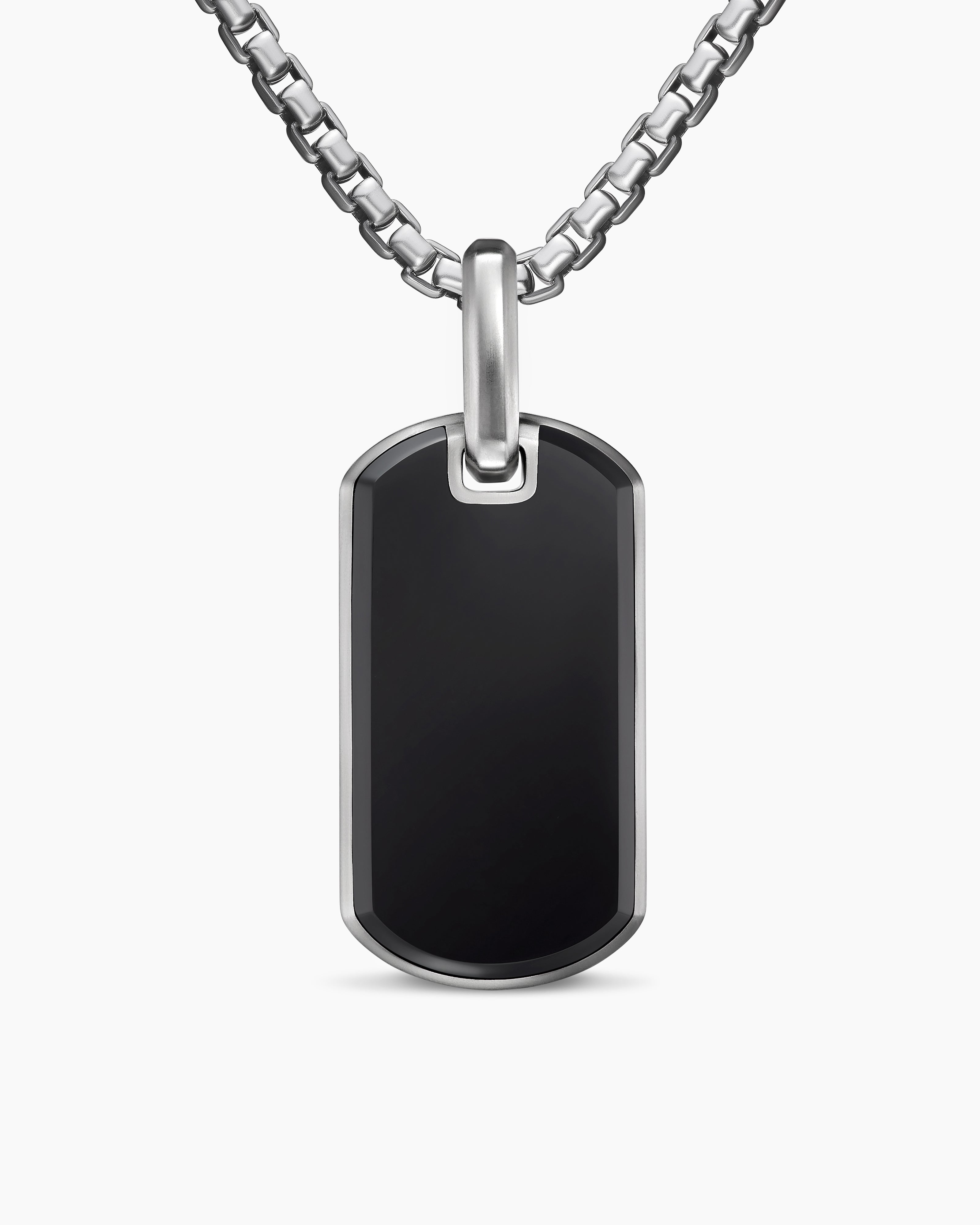 M&eacute;daille Chevron en argent sterling avec onyx noir, 27 mm hommes 
